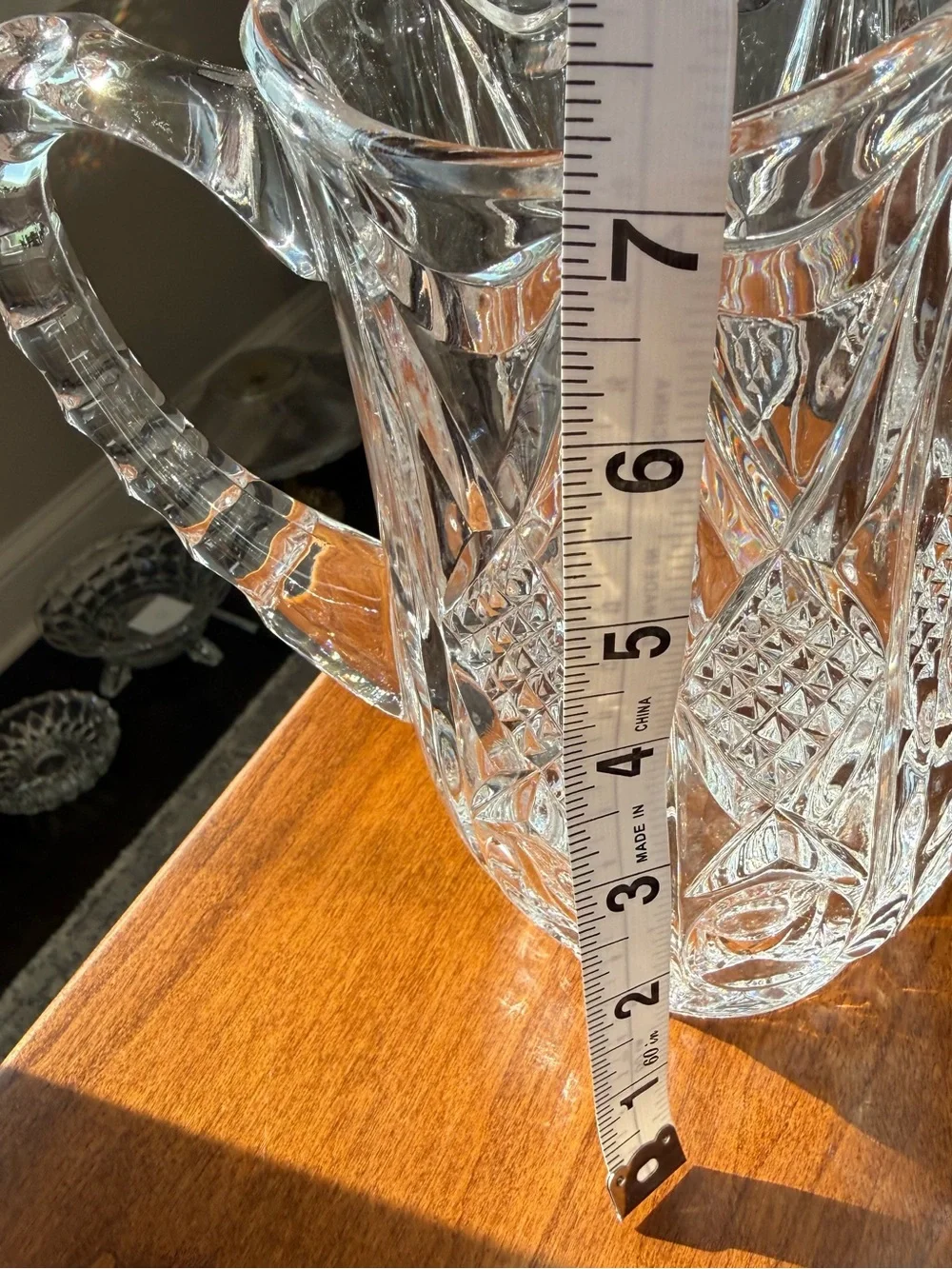 Vintage Cristina West Germany 24% Lead Crystal Pitcher - Diamond Cut